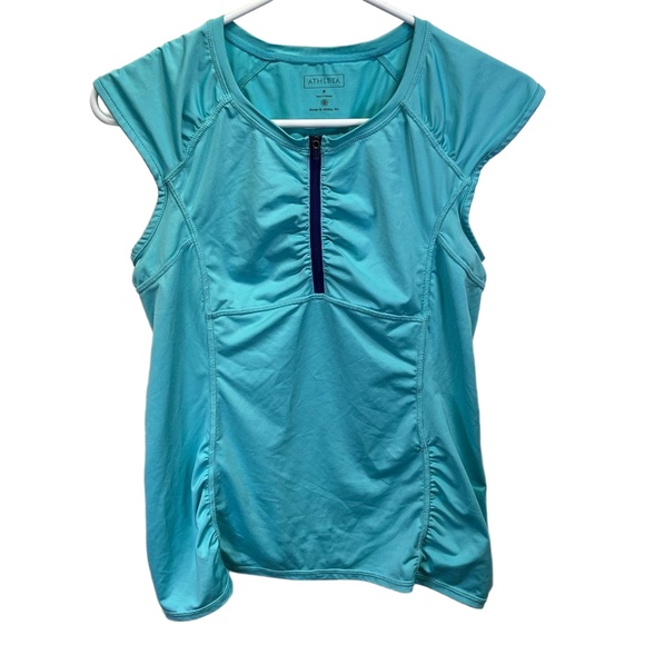 Athleta Tops - Athleta Pacifica Aqua Blue Womens 1/4 Zip Sleeveless Rear Pocket Top Medium